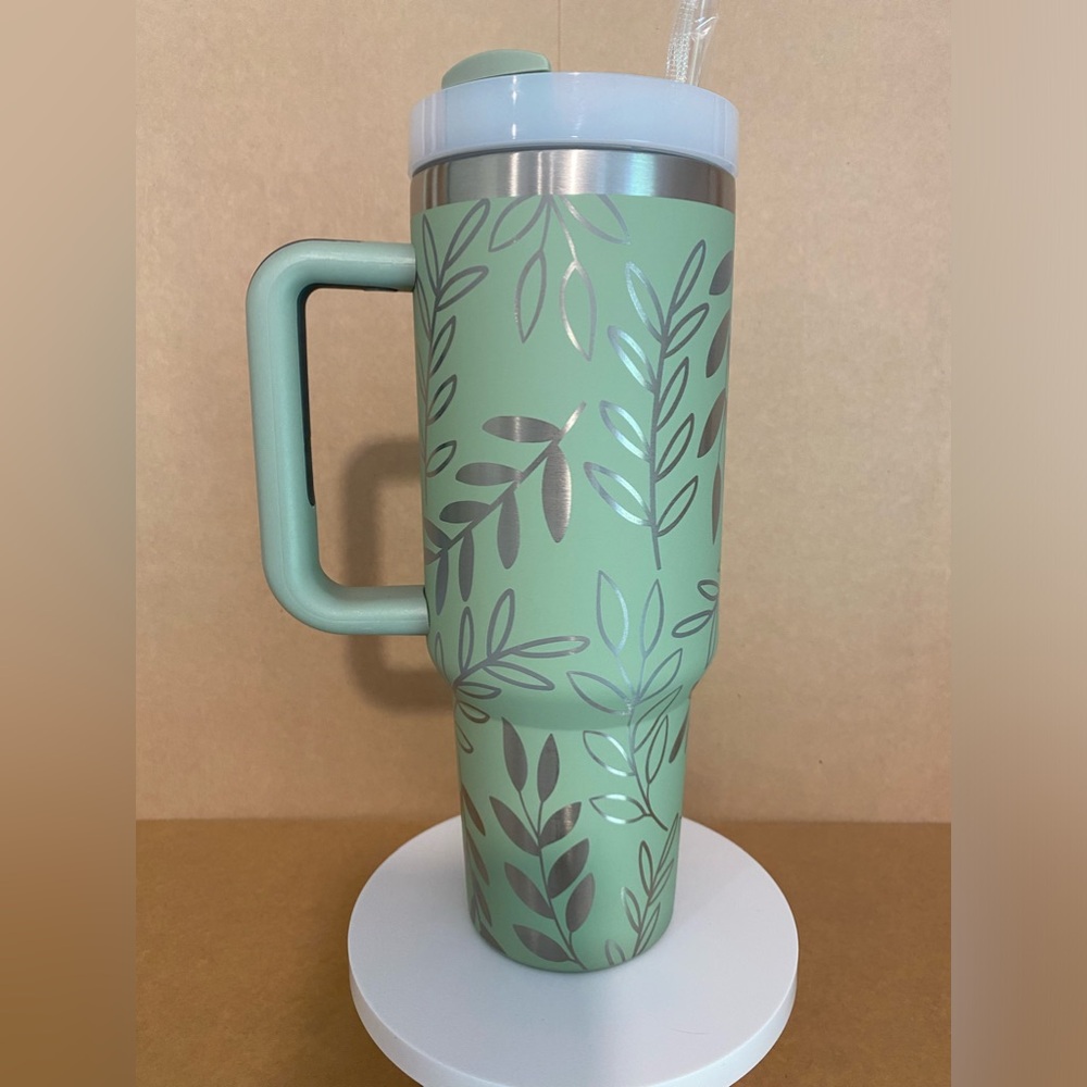 40oz Botanical Leaves Engraved Tumbler